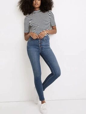 Madewell 10” High Rise Skinny Jeans Button Fly Medium Wash 27